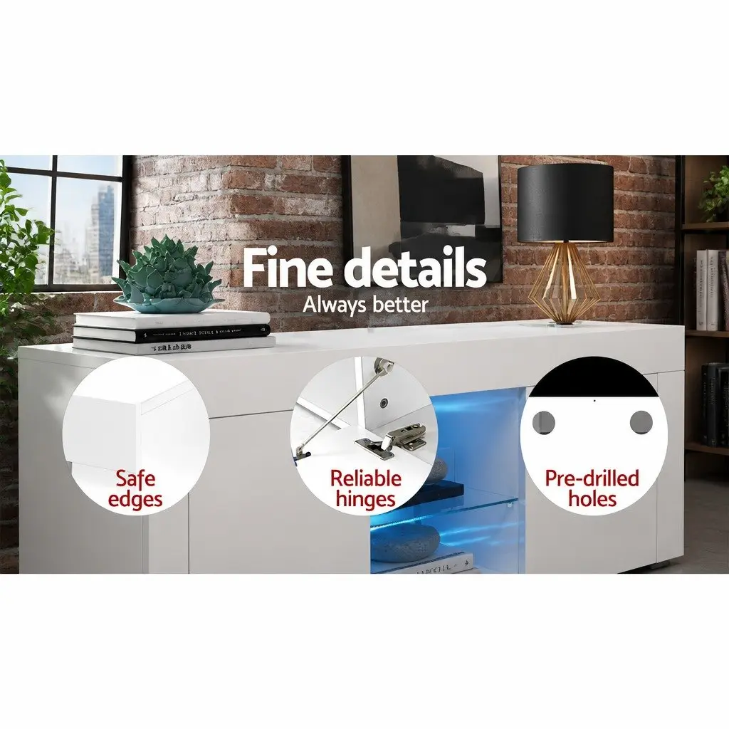 White Entertainment Unit TV Cabinet 130cm