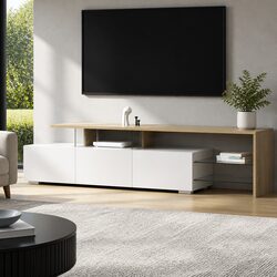Dual-Tone White Wood TV Cabinet 180cm