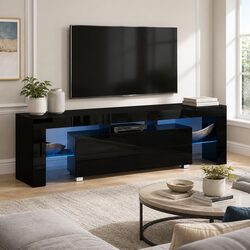 Modern Black LED TV Entertainment Unit 160cm