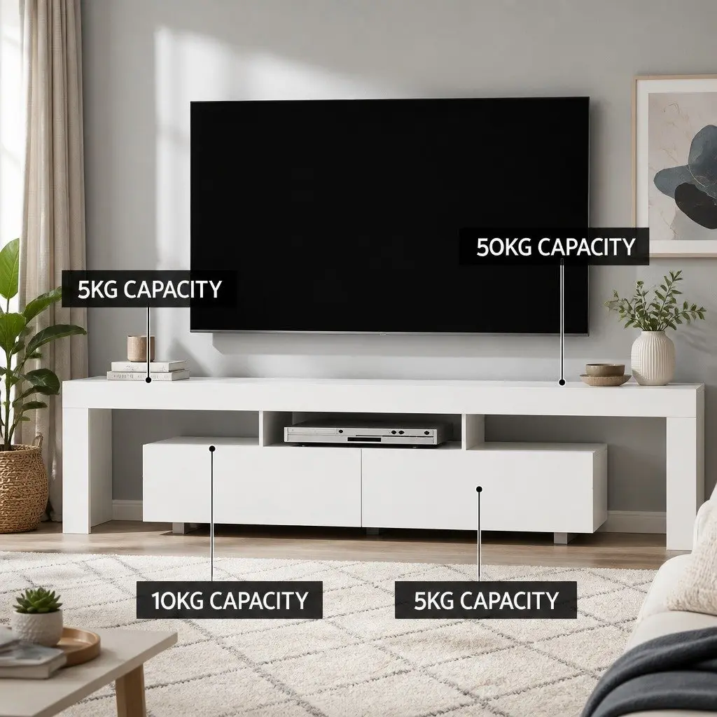 White Gloss TV Cabinet with RGB LED Lighting 200cm