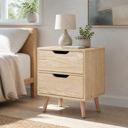 Charming Black Bedside Table with 2 Drawers