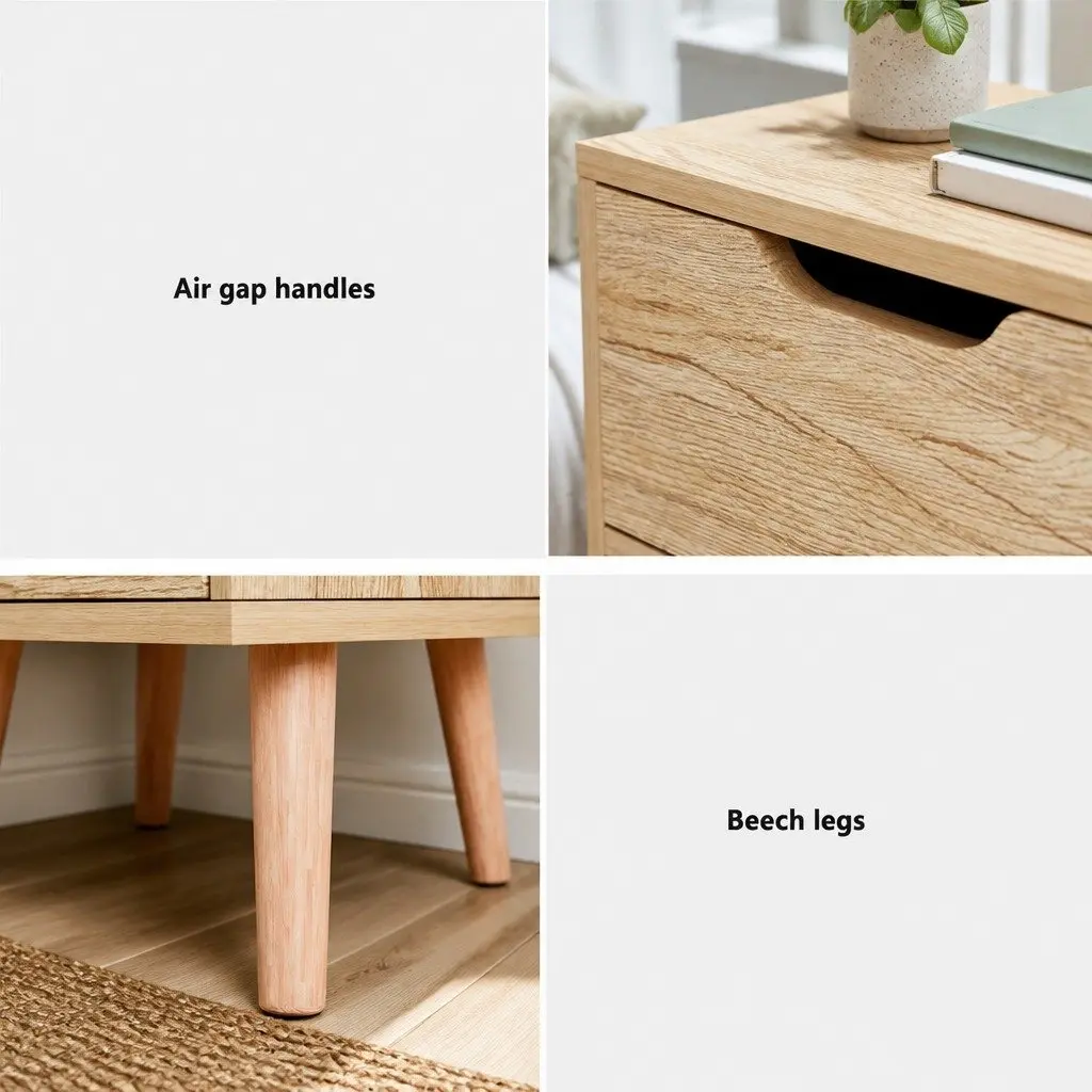 Bedside Table Black 2 Drawers Storage Furniture Easy Assembly Wood