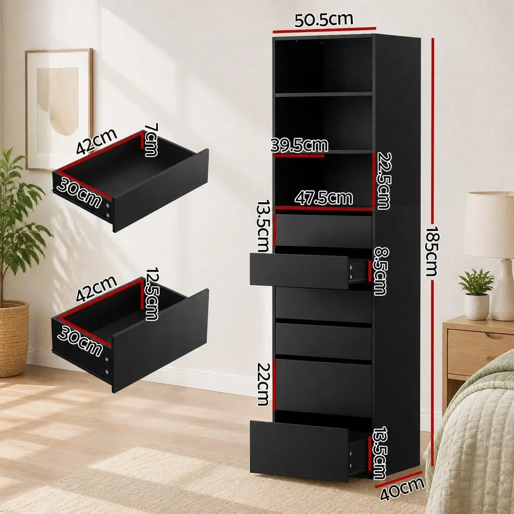 6 Drawer Tallboy Chest for Bedroom Storage