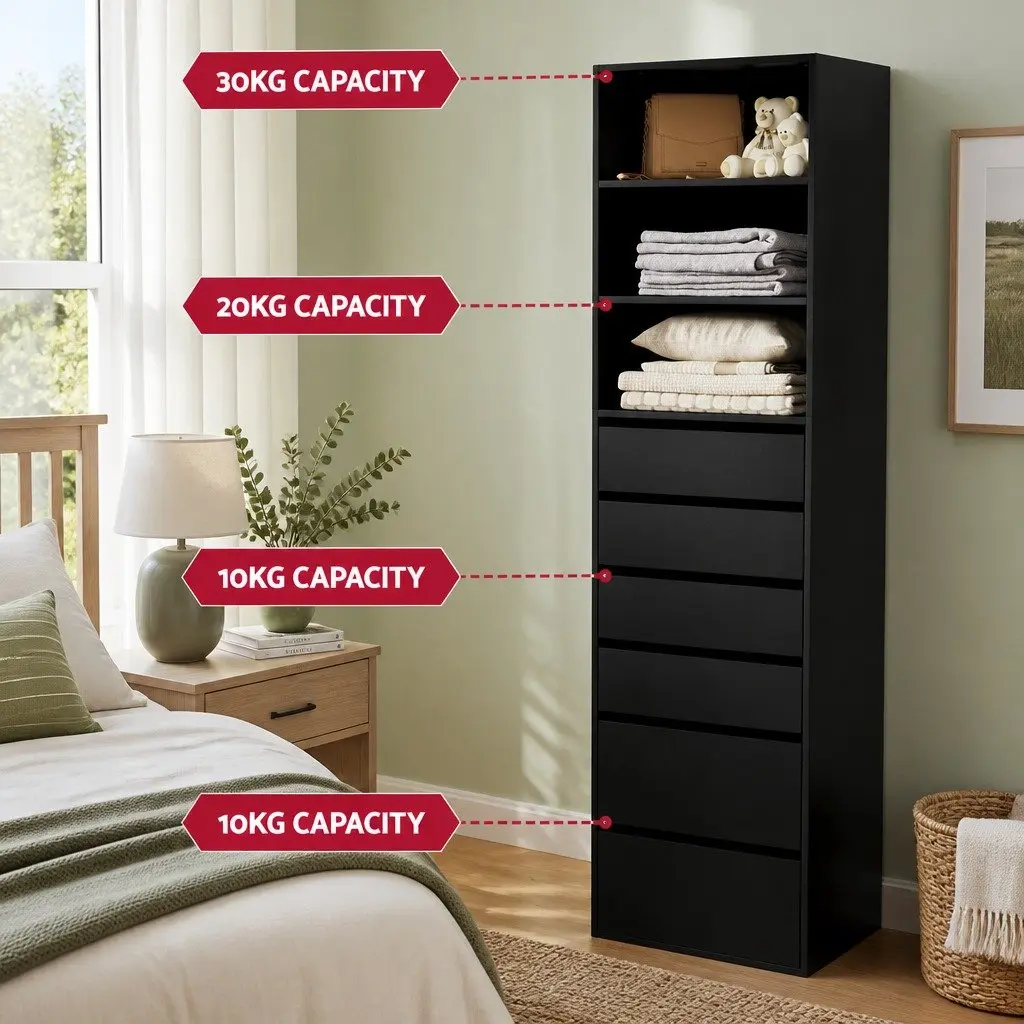 6 Drawer Tallboy Chest for Bedroom Storage
