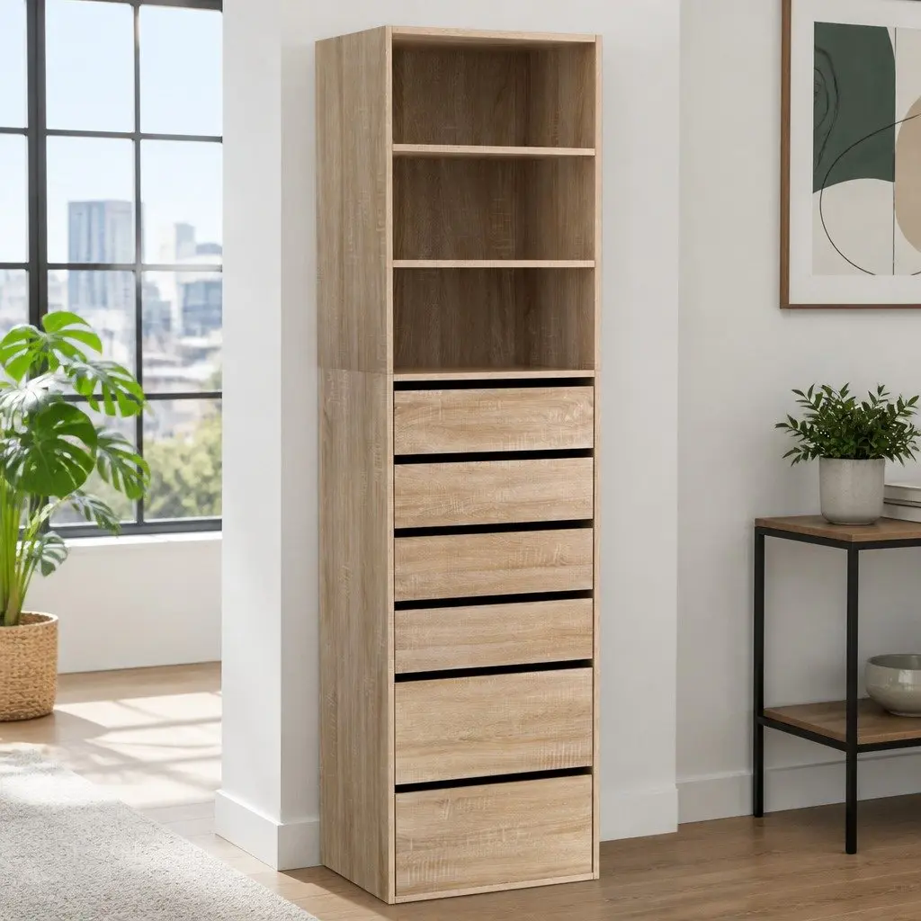 Tallboy Chest of Drawers with 6 Storage Compartments