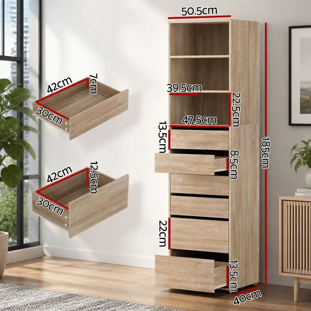 Tallboy Chest of Drawers with 6 Storage Compartments