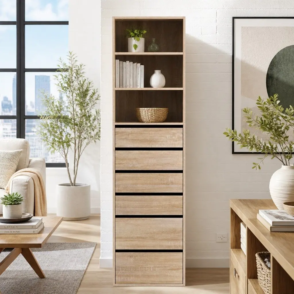 Tallboy Chest of Drawers with 6 Storage Compartments