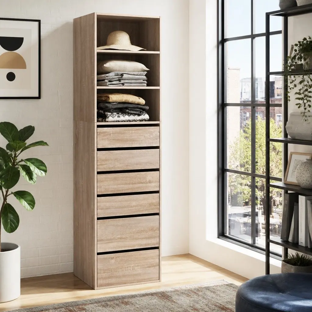 Tallboy Chest of Drawers with 6 Storage Compartments