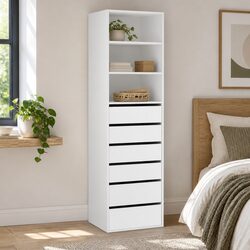 6 Drawer Tallboy Chest for Bedroom Storage in White