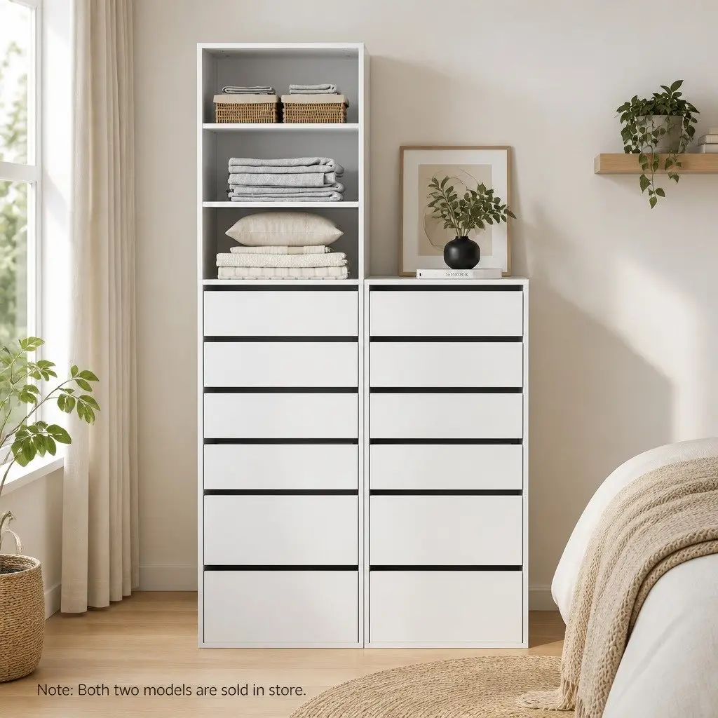 6 Drawer Tallboy Chest for Bedroom Storage in White