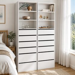 White 6 Drawer Tallboy Chest of Drawers for the Bedroom