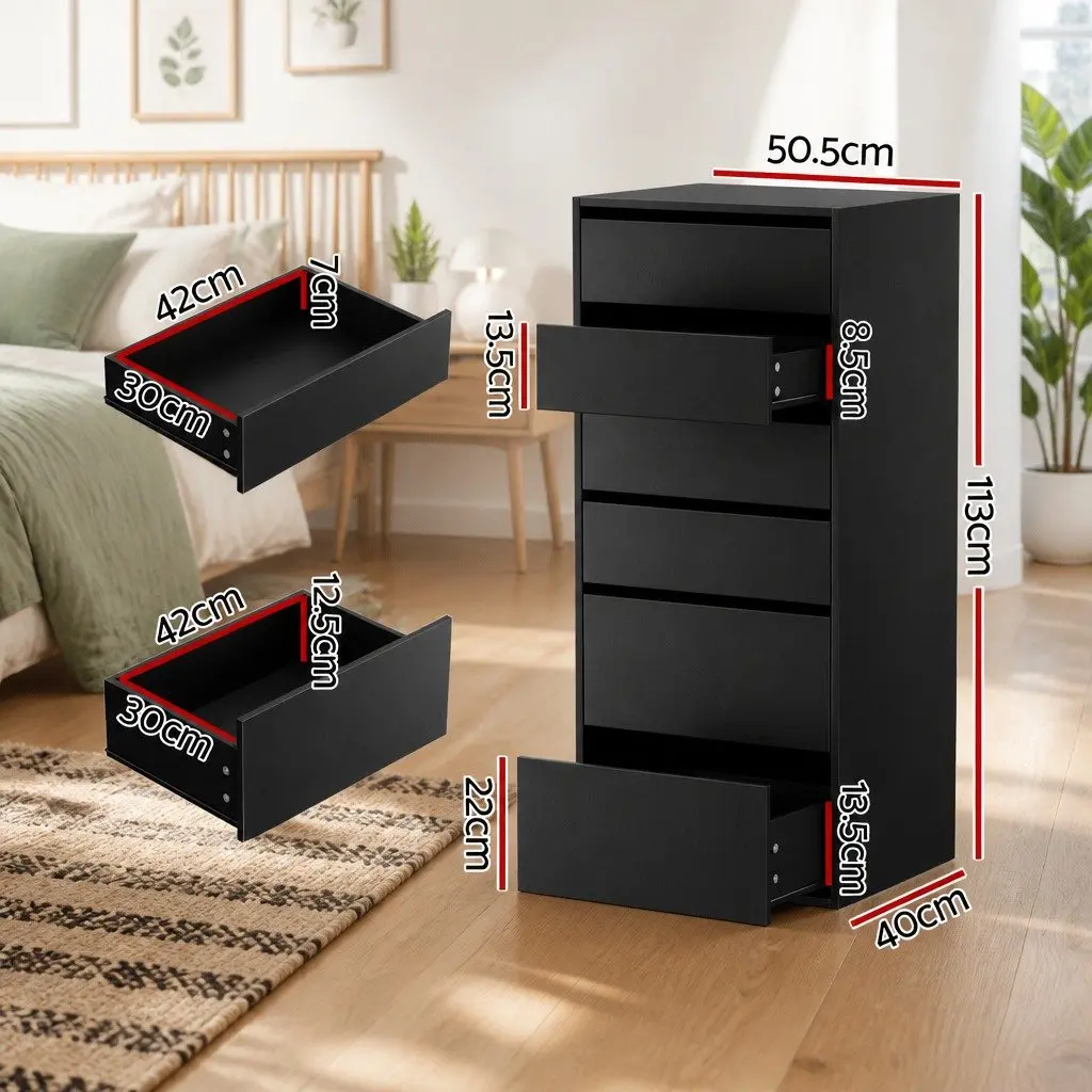 6 Drawer Tallboy Dresser for Organized Bedroom Storage