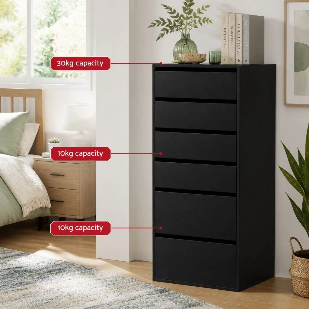 6 Drawer Tallboy Dresser for Organized Bedroom Storage