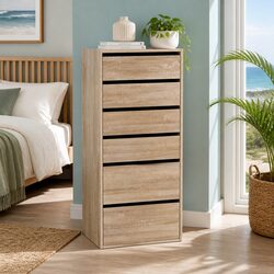 Pine 6-Drawer Chest of Drawers for Bedroom Storage