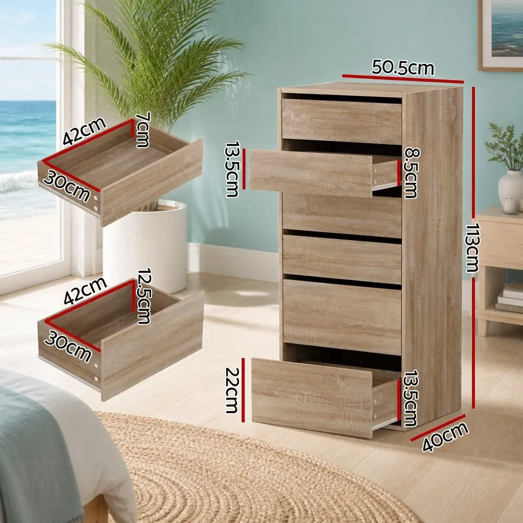 Pine 6-Drawer Chest of Drawers for Bedroom Storage