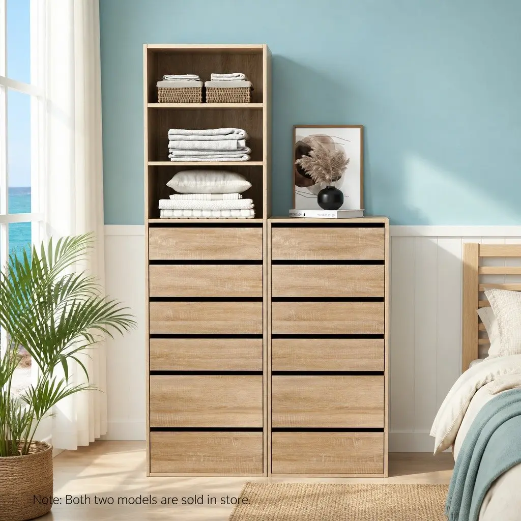 Pine 6-Drawer Chest of Drawers for Bedroom Storage