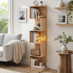 Elegant 5 Tier S-Shaped Bookshelf for Living Spaces