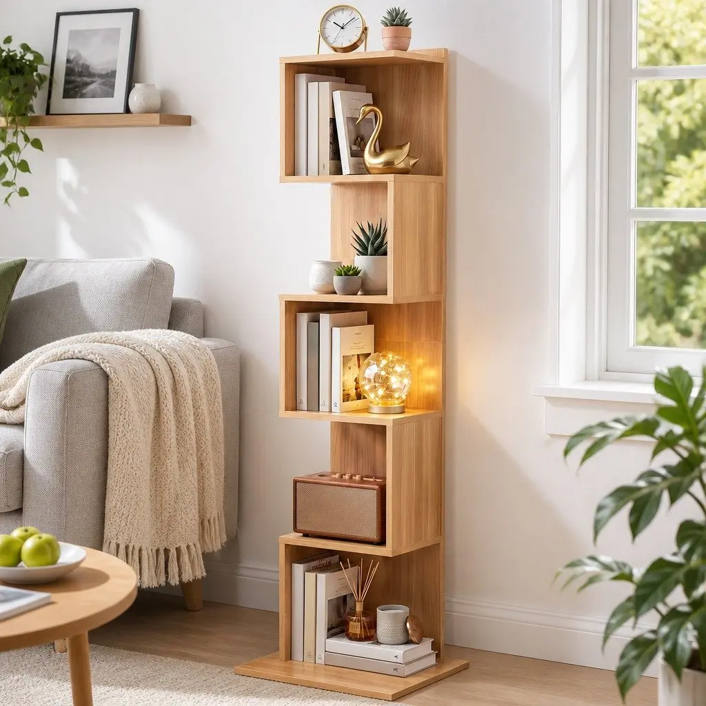 5 Tier S-Shaped Bookshelf for Living Spaces