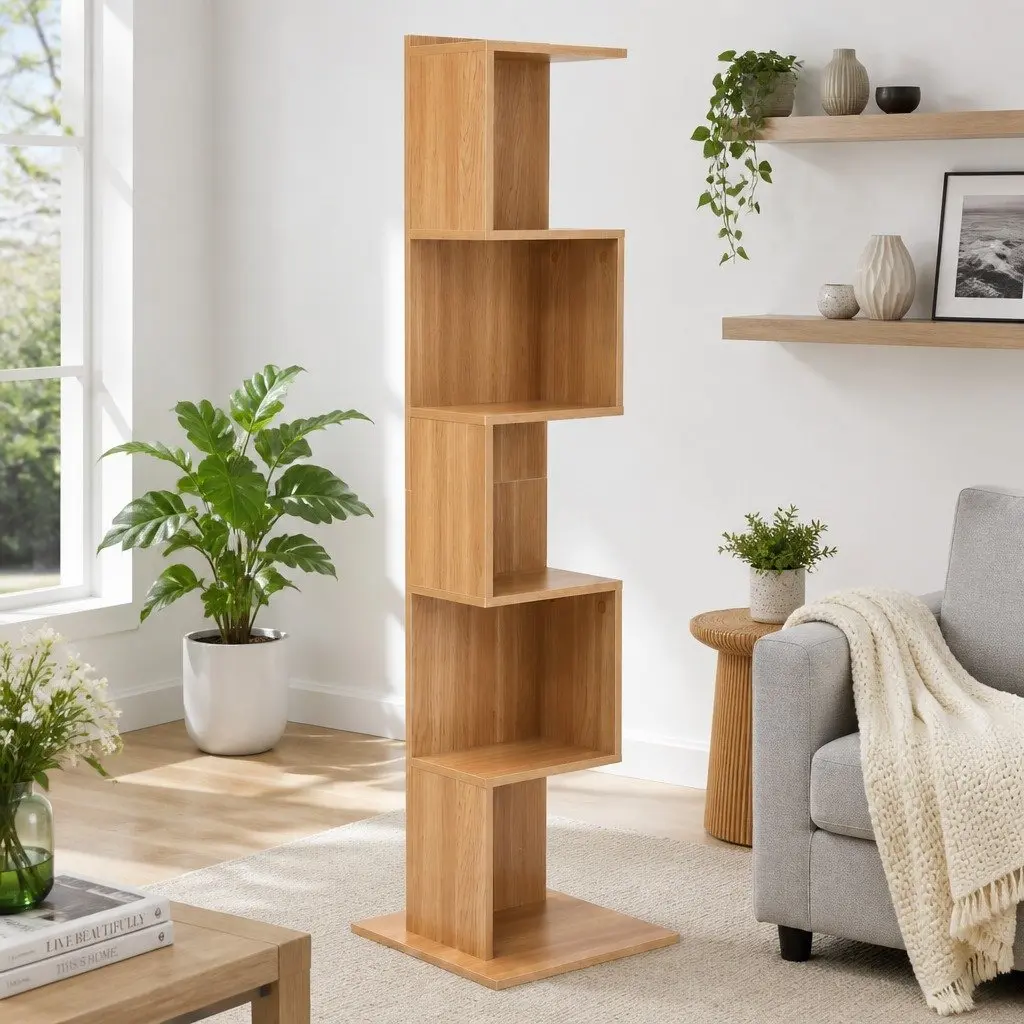 5 Tier S-Shaped Bookshelf for Living Spaces