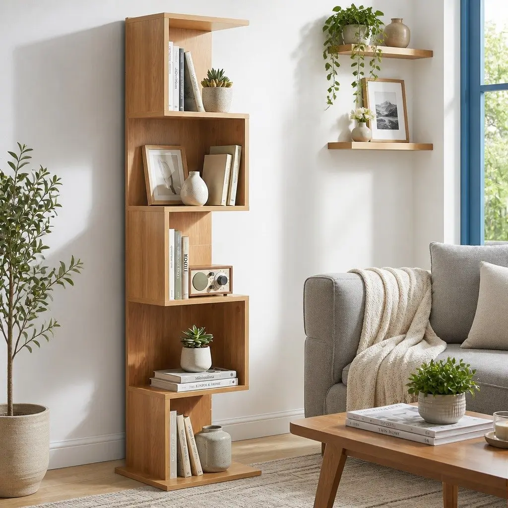 5 Tier S-Shaped Bookshelf for Living Spaces