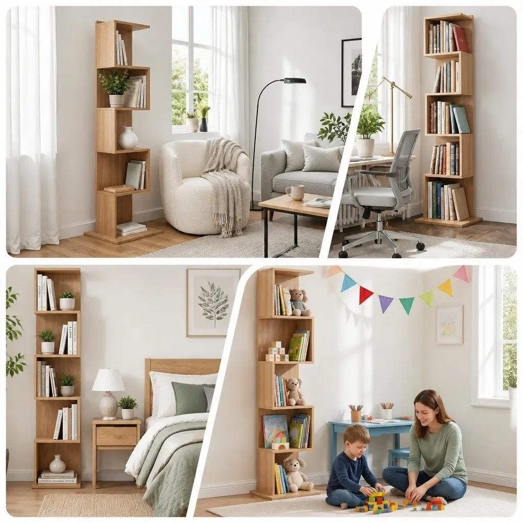 5 Tier S-Shaped Bookshelf for Living Spaces