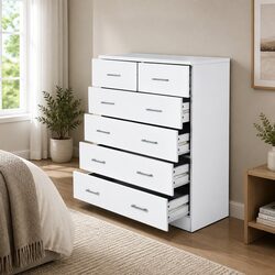 Stylish 6-Drawer Tallboy Chest for Modern Bedrooms