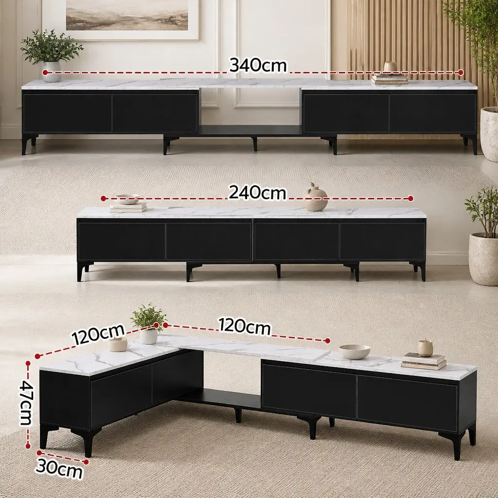 Extendable Entertainment Unit with Storage Drawers