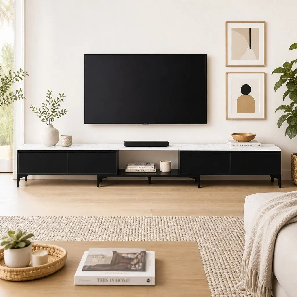 Extendable Entertainment Unit with Storage Drawers