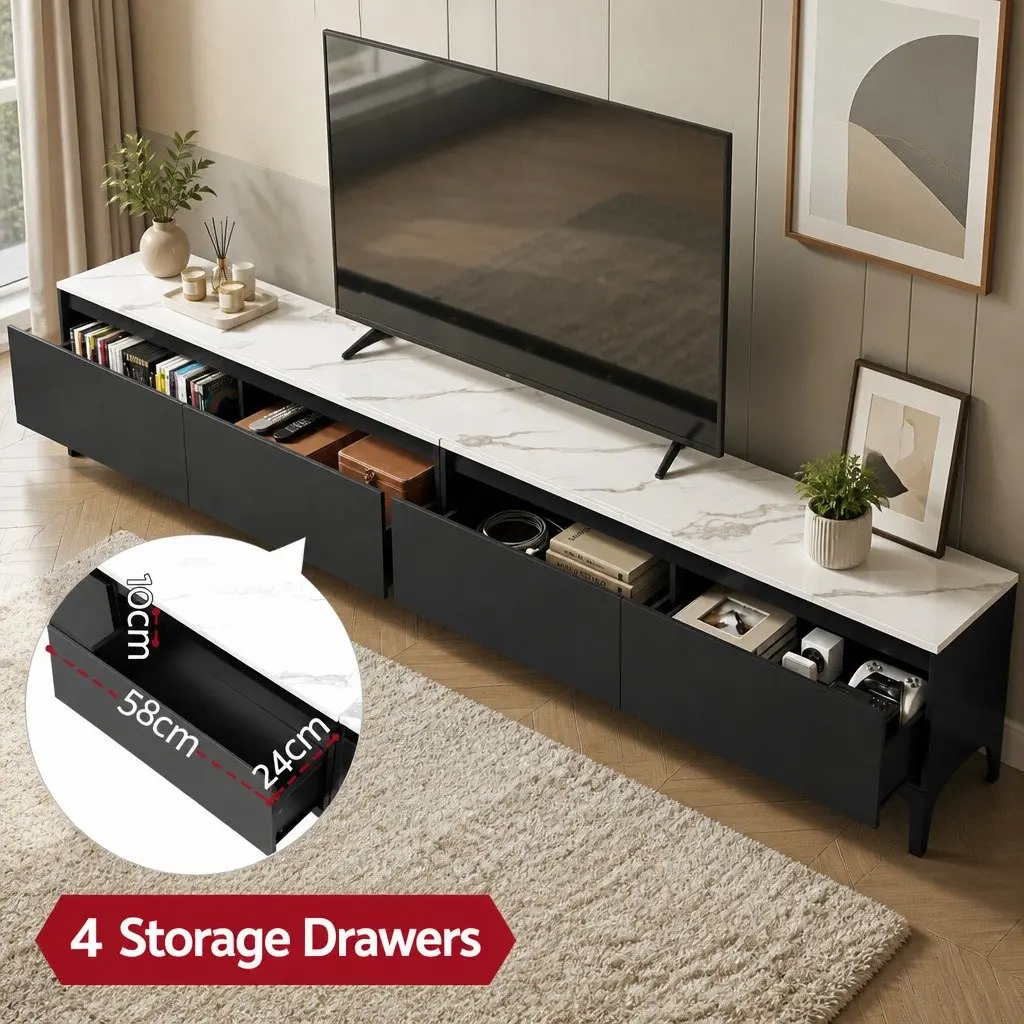 Extendable Entertainment Unit with Storage Drawers