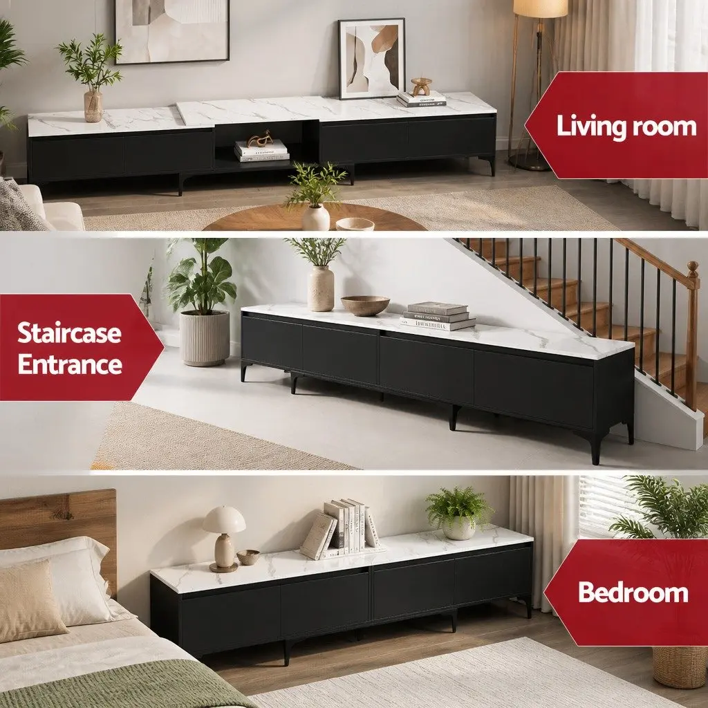 Extendable Entertainment Unit with Storage Drawers