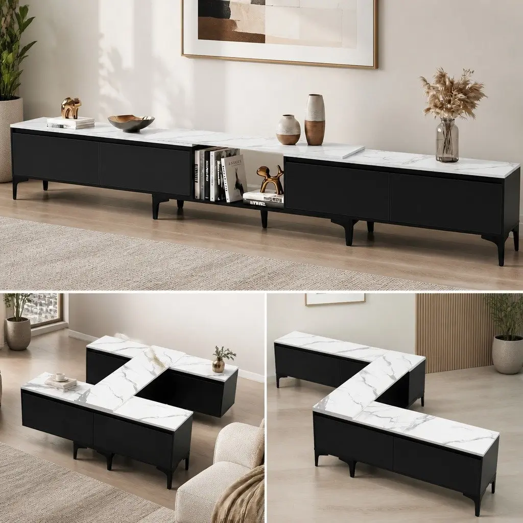 Extendable Entertainment Unit with Storage Drawers