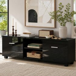 Black 140cm Entertainment Unit for Living Rooms