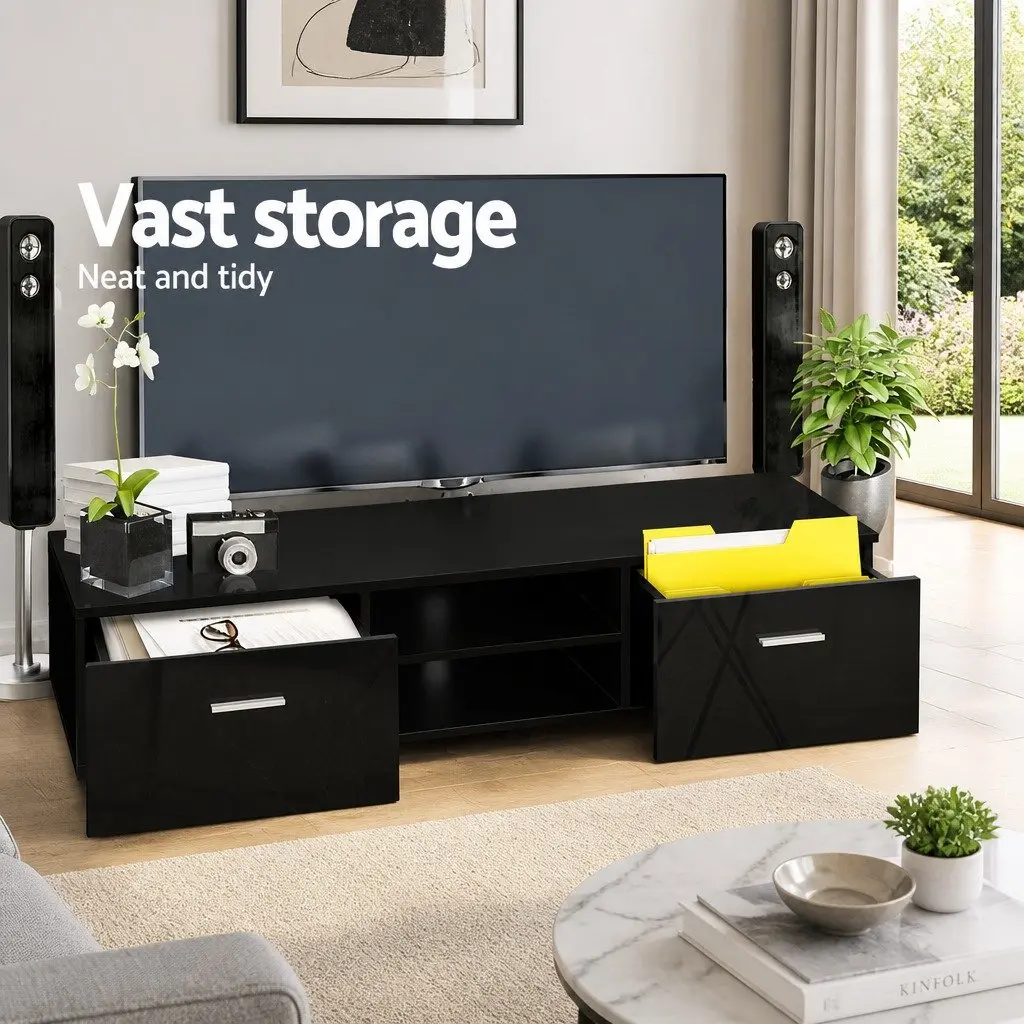 Entertainment Unit TV Cabinet Black 140cm Particle Board