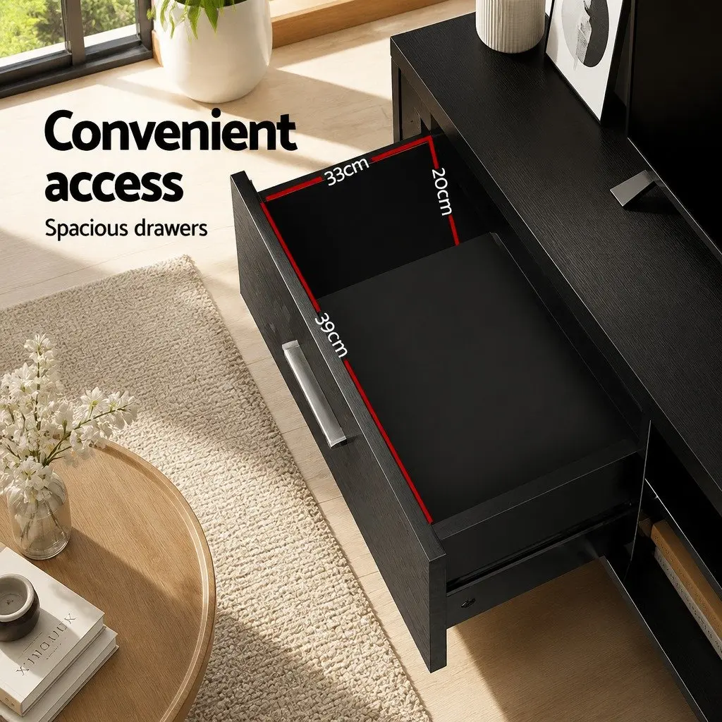 Entertainment Unit TV Cabinet Black 140cm Particle Board