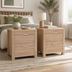 Natural Pine Bedside Table with 2 Drawers