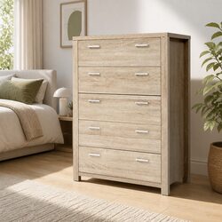 5 Drawer Tallboy Storage Cabinet for Bedroom
