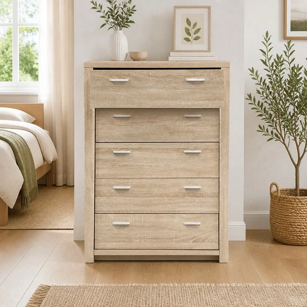 5 Drawer Tallboy Storage Cabinet for Bedroom