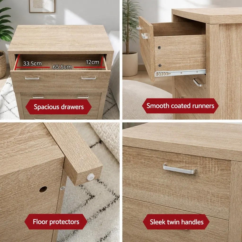 5 Drawer Tallboy Storage Cabinet for Bedroom