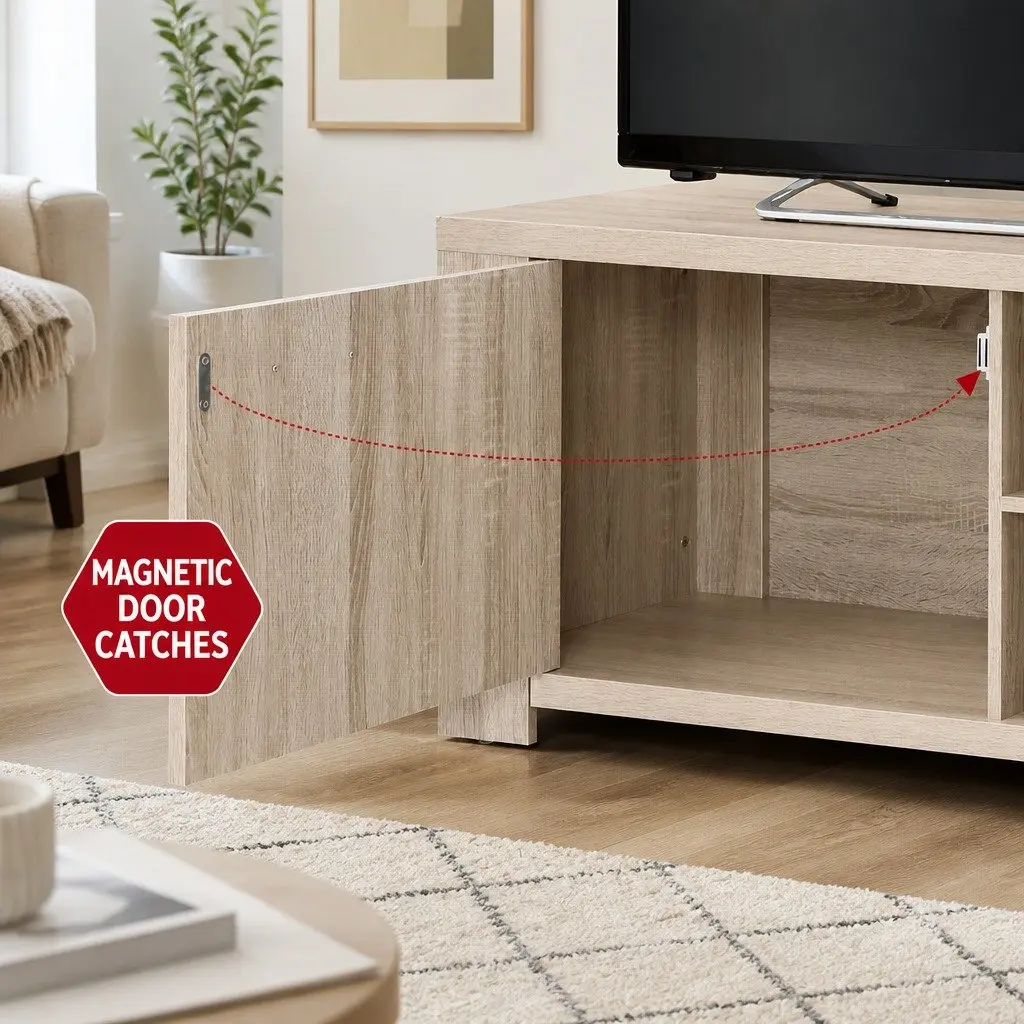 Oak Wood TV Entertainment Unit with Open Shelves 160cm