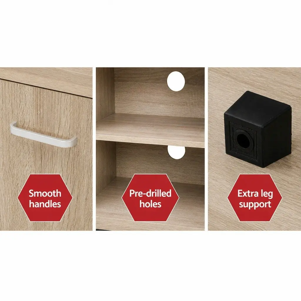 Oak Wood TV Entertainment Unit with Open Shelves 160cm