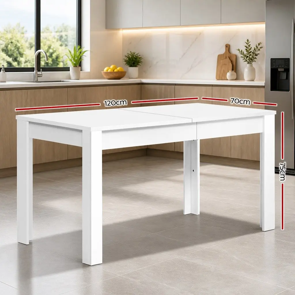 Rectangular 4 Seater Dining Table 120cm in White