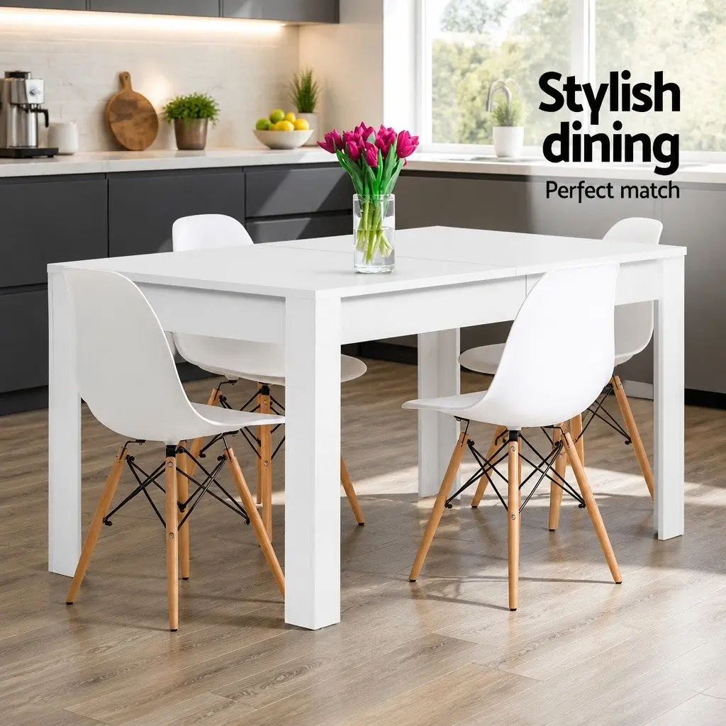 Rectangular 4 Seater Dining Table 120cm in White