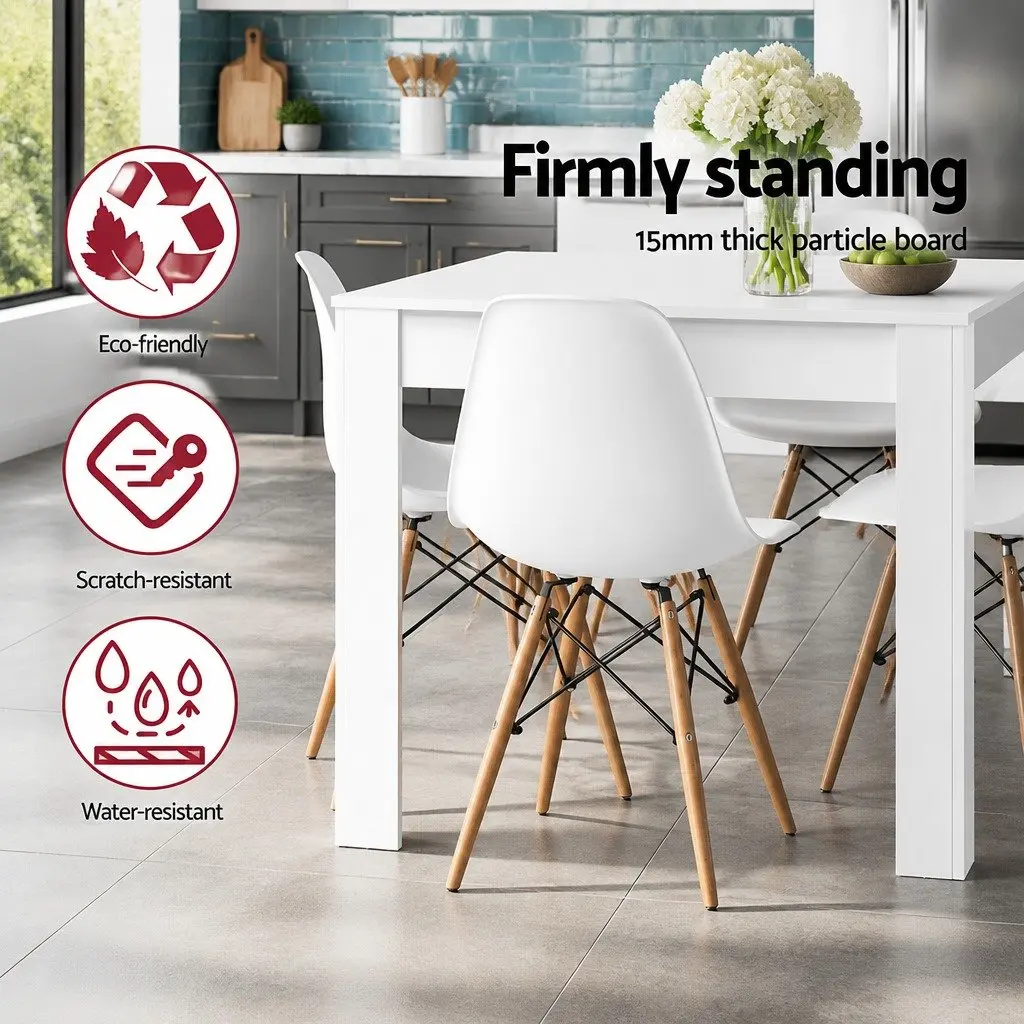 Rectangular 4 Seater Dining Table 120cm in White