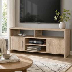 Oak Storage TV Cabinet Entertainment Unit 140cm