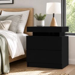 Durable Black Bedside Table with Convenient Storage