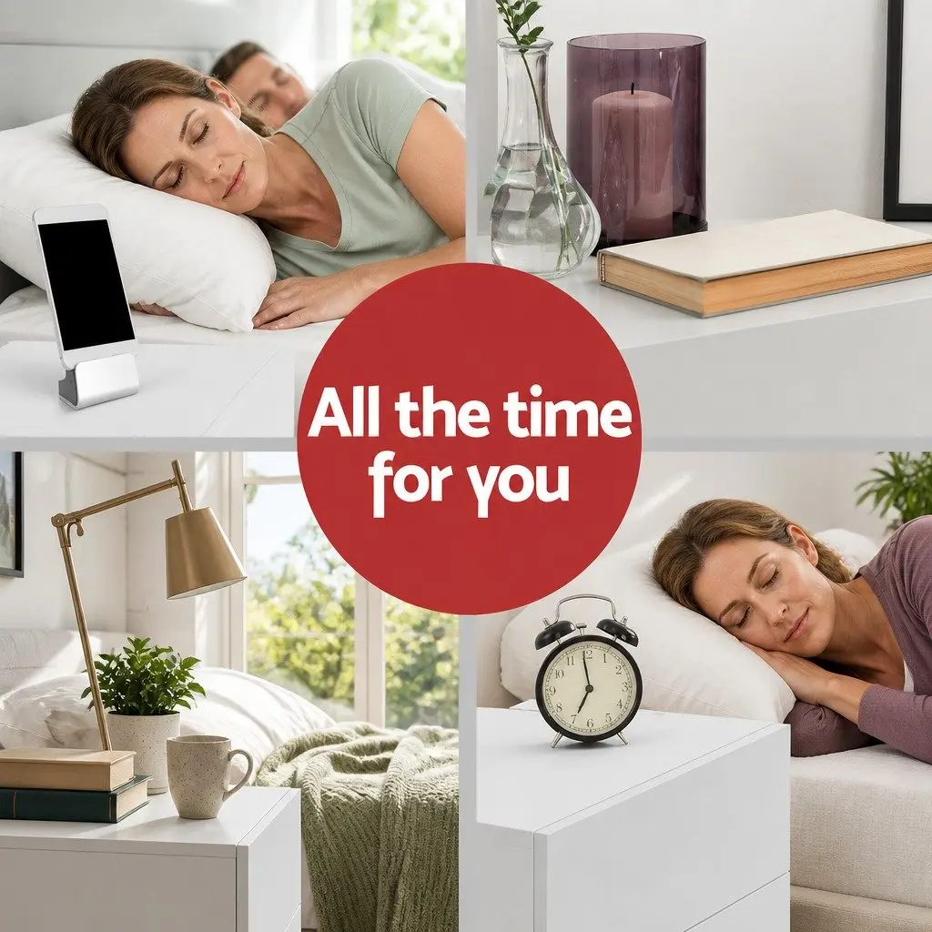 Bedside Table White 2 Drawers Lift-up Storage Compartment Melamine 45cm W x 35cm D x 52cm H
