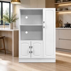 Charming White Buffet Sideboard with Storage and Display