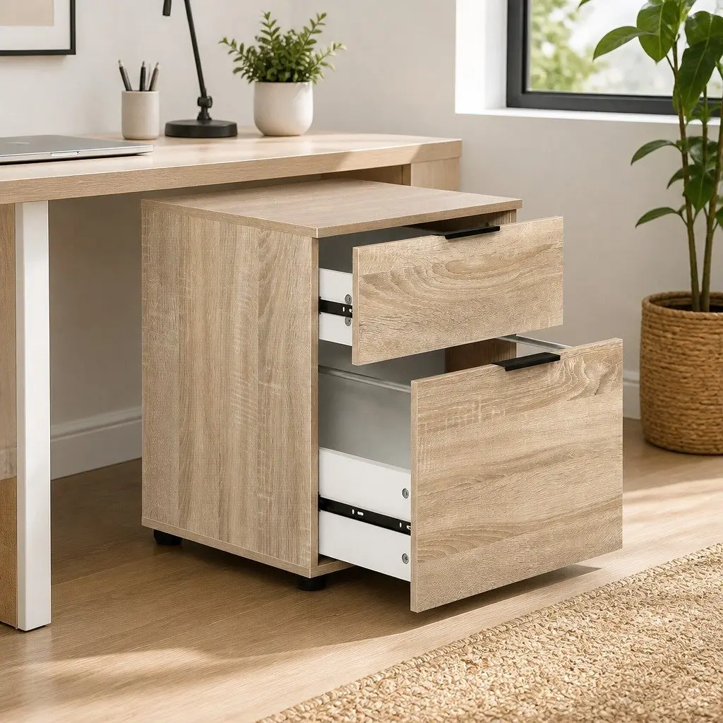 2-Drawer Filing Cabinet for Office Storage in Beige