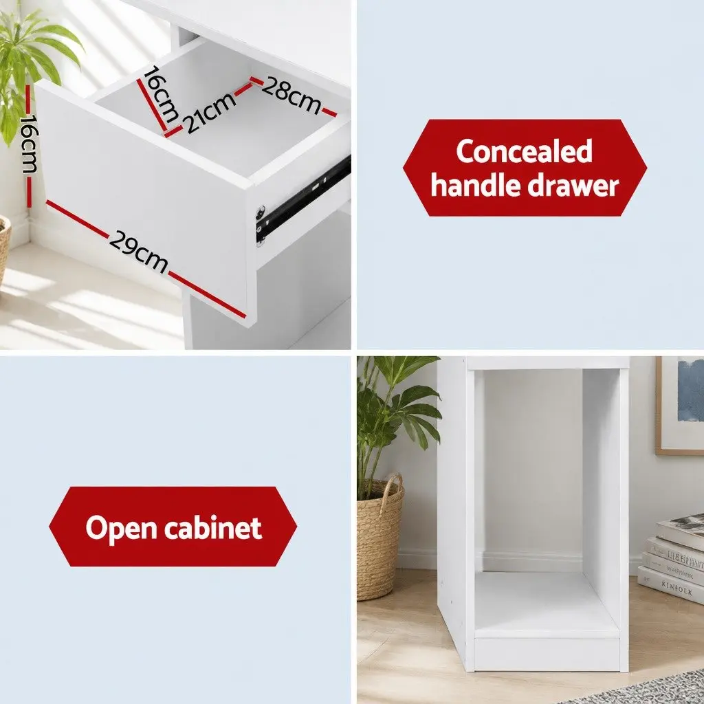 White Computer Desk with 5-Tier Bookshelf Storage 120cm