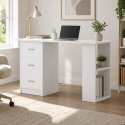 Inviting White Computer Desk with Storage Solutions